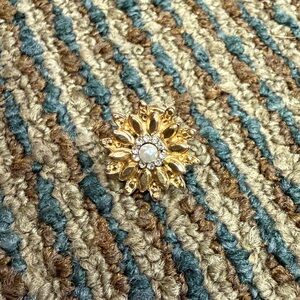 Free People Gold and White Floral Brooch